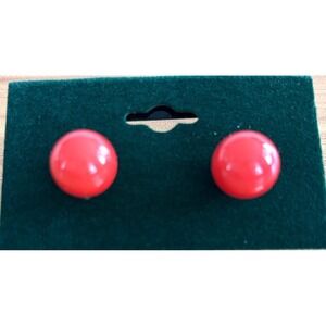 Jankuo Red Clip-On Earrings Retro Accessory Bold Round Design 1/2 Inch Diameter